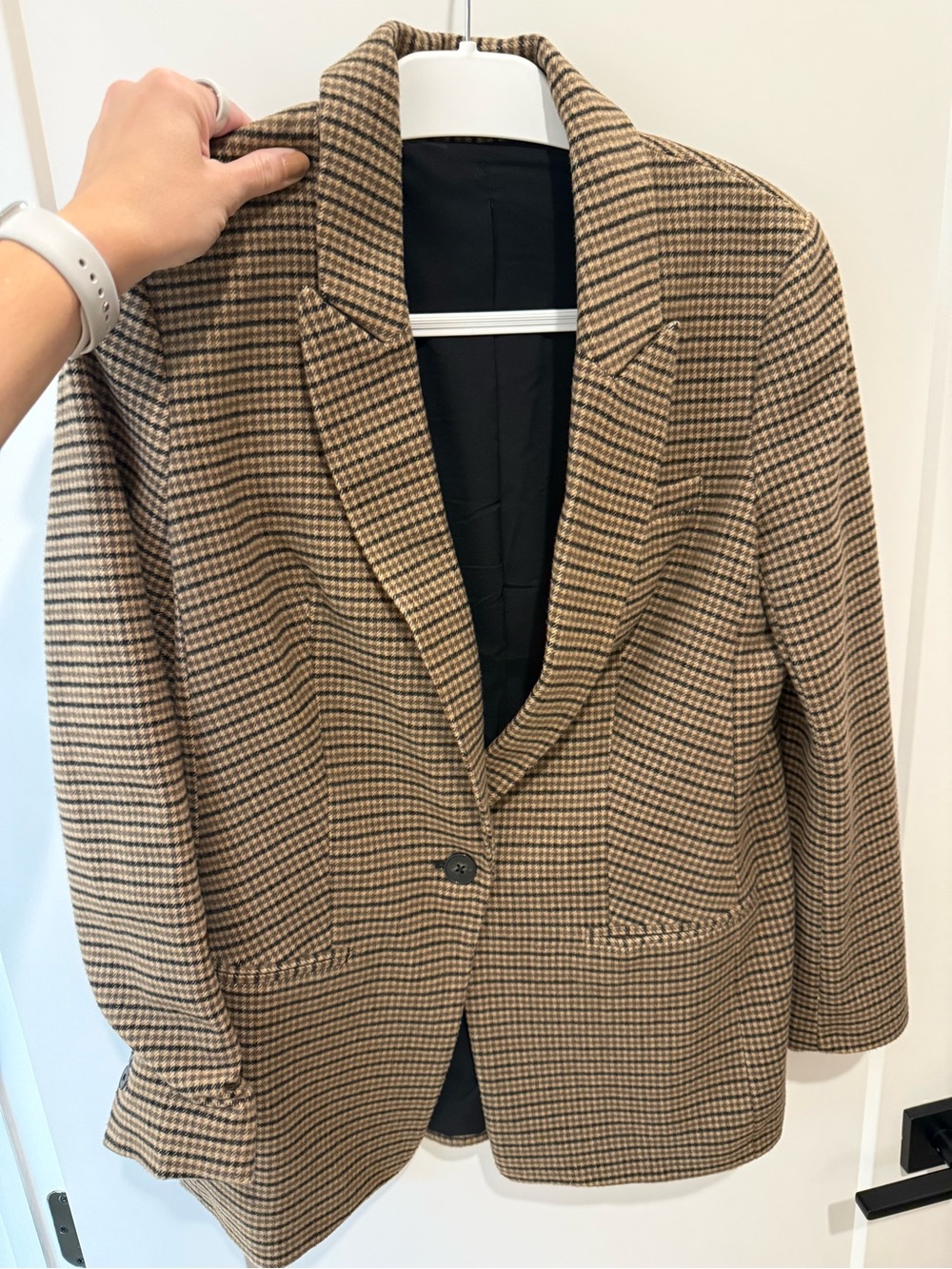 Express Women’s Brown Houndstooth Sport Coat - Tan & Black